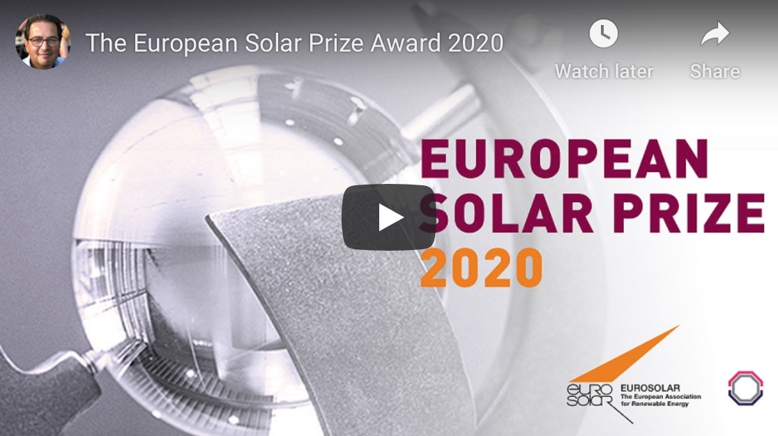 European Solar Prize 2020 awarded to nine laureates online (English)